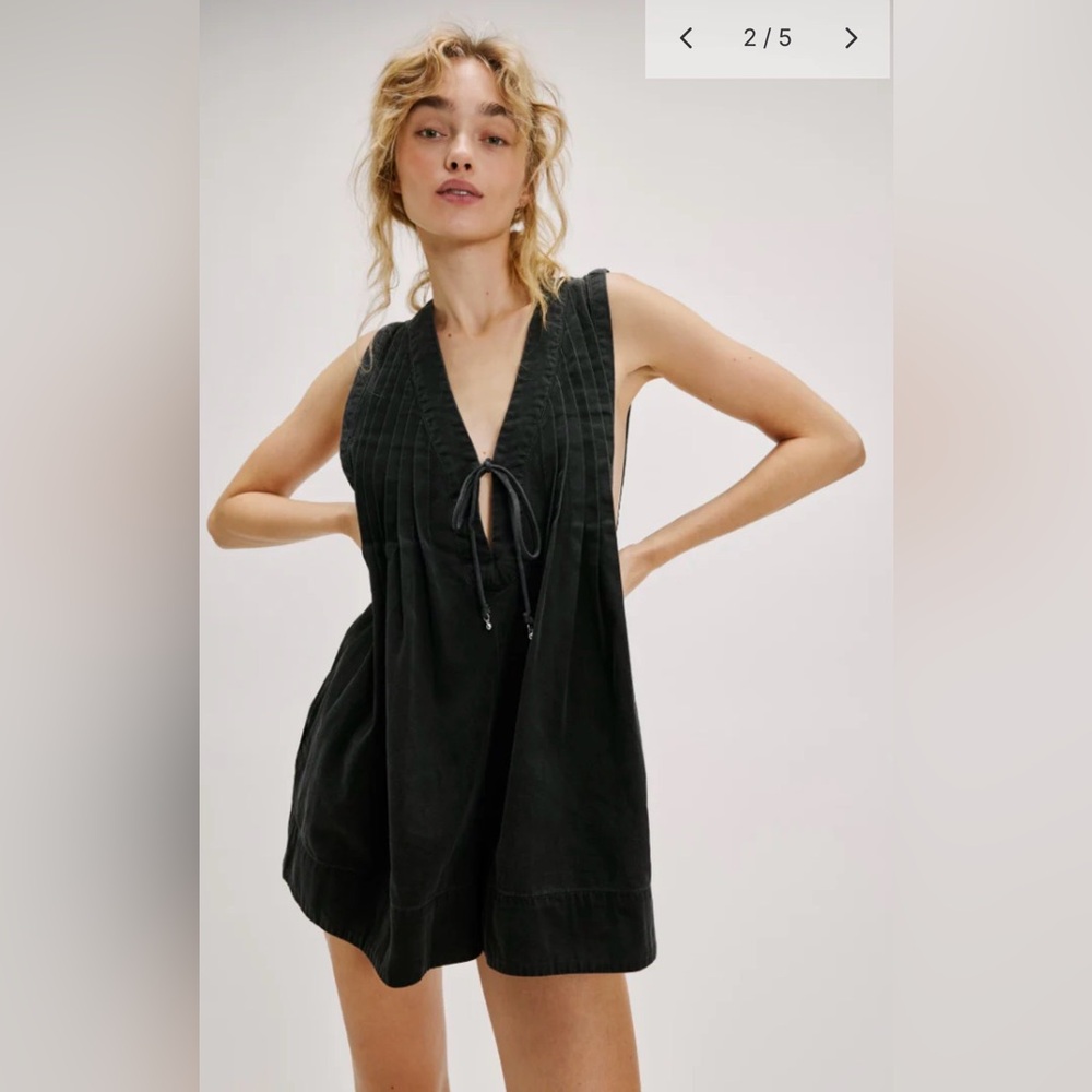 Black Sleeveless Denim Romper